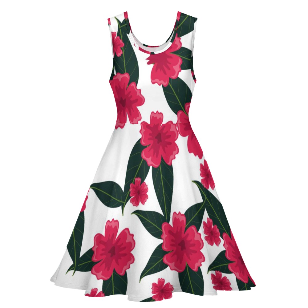 Ladies Sleeveless Flowers Design Dresses