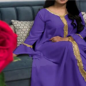 Golden Lace Women Kaftan Dress with Embroidery Online Dubai.