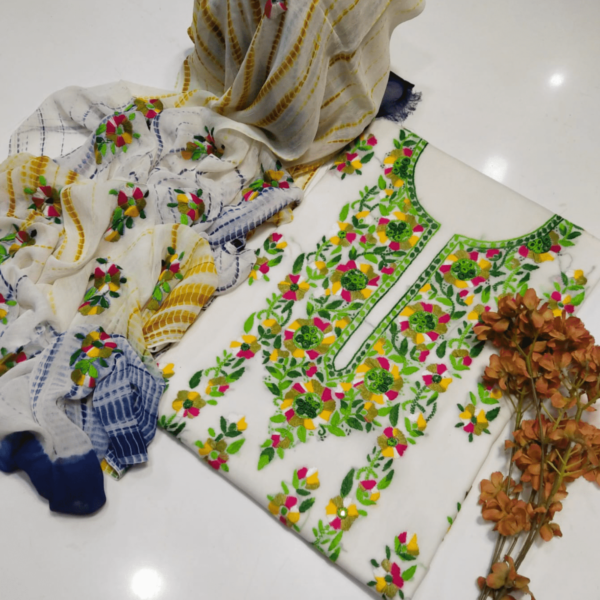 Floral embroidered dress with Bail shirt kurta style