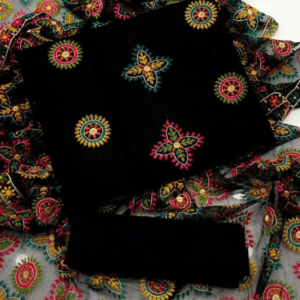 Khaadi 3 Piece Unstitched Sale - Net Shirt, Dupatta, Cotton