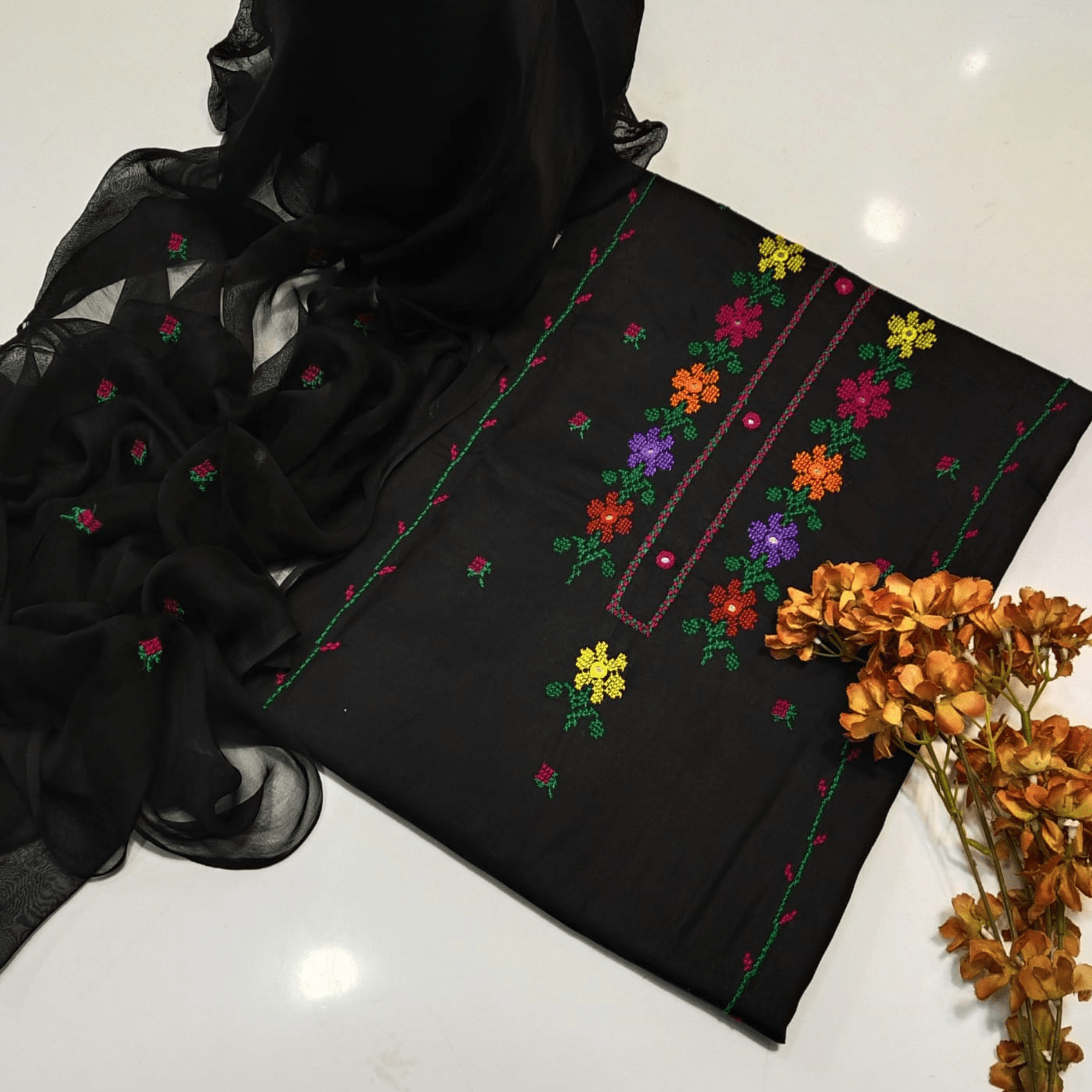 Black Color Embroidery Dresses Design For Women at Meea and Beea Apparels